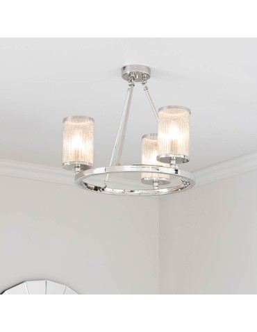 Endon Easton Sufitowa 3xE14 Powłoka z Jasnego Niklu i Żebrowane Szkło Bąbelkowe 76261 - product 2