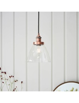 Endon Hansen Wisząca 1xE27 Powłoka z Postarzanej Miedzi i Przezroczyste Szkło 76332 - product 2