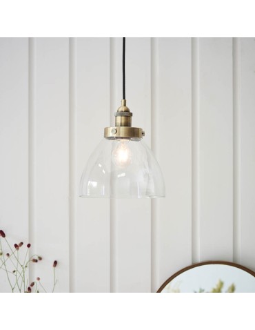 Endon Hansen Wisząca 1xE27 Powłoka z Antycznego Mosiądzu i Przezroczyste Szkło 77272 - product 2
