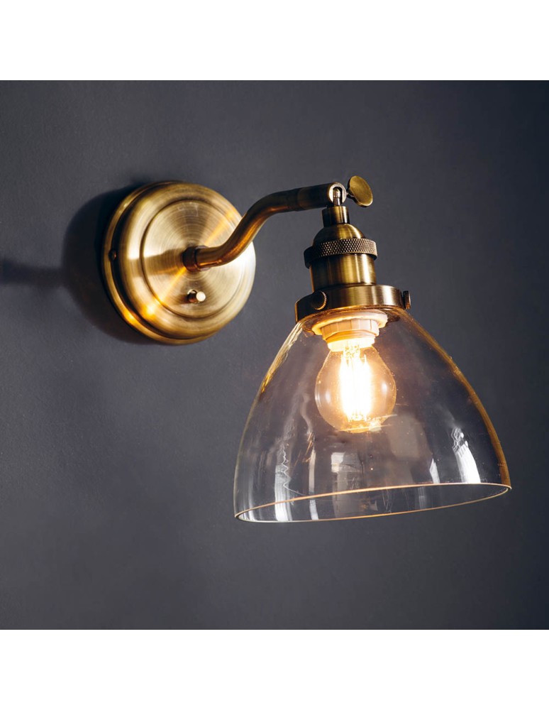 Endon Hansen Ścienna/Kinkiet 1xE14 Powłoka z Antycznego Mosiądzu i Przezroczyste Szkło 77273