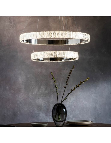 Endon Celeste Wisząca 2xLED Powłoka Chromowana i Przezroczysty Kryształ 78701 - product 2