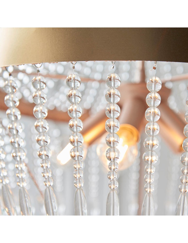 Endon Celine Wisząca 5xE14 Różowo-Złota Farba i Przezroczyste Szkło 81913