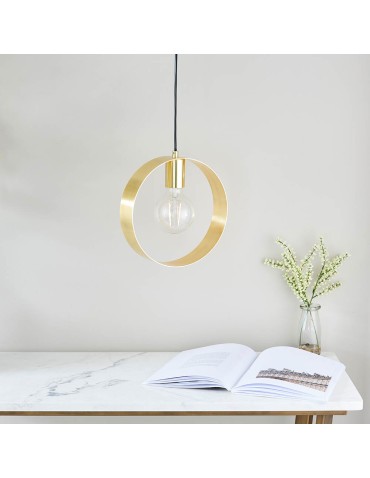 Endon Hoop Wisząca 1xE27 Powłoka ze Szczotkowanego Mosiądzu 81921 - product 2