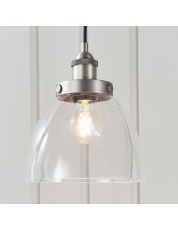 Endon Hansen Wisząca 1xE27 Szczotkowana Srebrna Farba i Przezroczyste Szkło 91738 - product 2