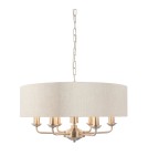 Endon Highclere Wisząca 6xE14 Powłoka ze Szczotkowanego Chromu i Naturalne Płótno 94357
