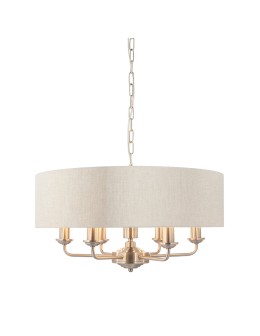 Endon Highclere Wisząca 6xE14 Powłoka ze Szczotkowanego Chromu i Naturalne Płótno 94357