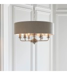 Endon Highclere Wisząca 6xE14 Powłoka ze Szczotkowanego Chromu i Naturalne Płótno 94357