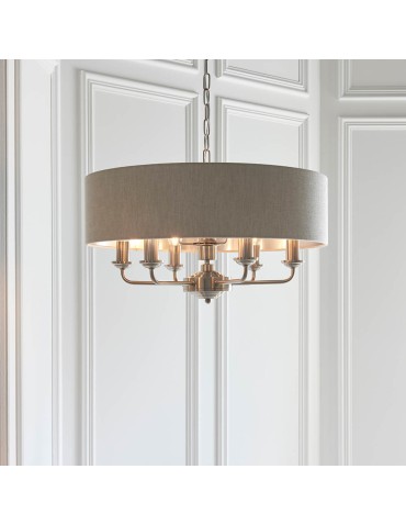Endon Highclere Wisząca 6xE14 Powłoka ze Szczotkowanego Chromu i Naturalne Płótno 94357 - product 2