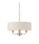 Endon Highclere Wisząca 3xE14 Powłoka ze Szczotkowanego Chromu i Naturalne Płótno 94361