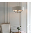 Endon Highclere Wisząca 3xE14 Powłoka ze Szczotkowanego Chromu i Naturalne Płótno 94361