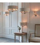 Endon Highclere Wisząca 3xE14 Powłoka ze Szczotkowanego Chromu i Naturalne Płótno 94361