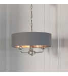 Endon Highclere Wisząca 3xE14 Powłoka z Jasnego Niklu i Tkanina w Kolorze Węgla Drzewnego 94377