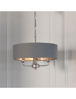 Endon Highclere Wisząca 3xE14 Powłoka z Jasnego Niklu i Tkanina w Kolorze Węgla Drzewnego 94377 - produkt 2