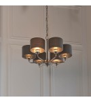 Endon Highclere Wisząca 6xE14 Powłoka z Jasnego Niklu i Tkanina w Kolorze Węgla Drzewnego 94381