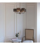 Endon Highclere Wisząca 6xE14 Powłoka z Jasnego Niklu i Tkanina w Kolorze Węgla Drzewnego 94381
