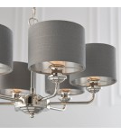 Endon Highclere Wisząca 6xE14 Powłoka z Jasnego Niklu i Tkanina w Kolorze Węgla Drzewnego 94381
