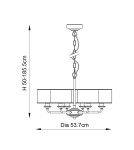 Endon Highclere Wisząca 6xE14 Powłoka z Jasnego Niklu i Tkanina w Kolorze Węgla Drzewnego 94381