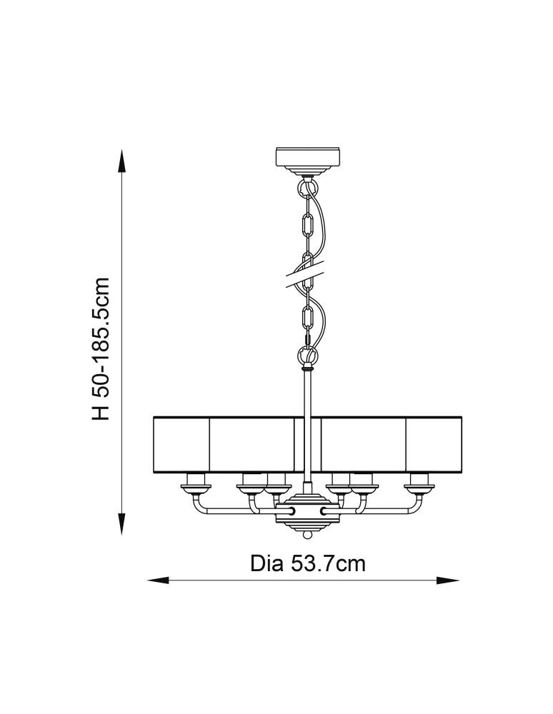 Endon Highclere Wisząca 6xE14 Powłoka z Jasnego Niklu i Tkanina w Kolorze Węgla Drzewnego 94381