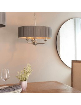Endon Highclere Wisząca 3xE14 Powłoka z Jasnego Niklu i Tkanina w Kolorze Węgla Drzewnego 94394 - product 2