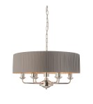 Endon Highclere Wisząca 6xE14 Powłoka z Jasnego Niklu i Tkanina w Kolorze Węgla Drzewnego 94397