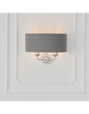 Endon Highclere Ścienna/Kinkiet 2xE14 Powłoka z Jasnego Niklu i Tkanina w Kolorze Węgla Drzewnego 94406 - product 2