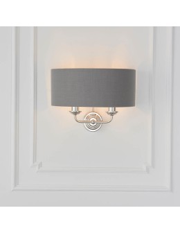 Endon Highclere Ścienna/Kinkiet 2xE14 Powłoka z Jasnego Niklu i Tkanina w Kolorze Węgla Drzewnego 94406 - produkt 2