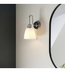 Endon Piper Ścienna/Kinkiet Łazienkowa 1xE27 Chromowana Powłoka i Błyszczące Opalowe Szkło 95506