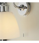 Endon Piper Ścienna/Kinkiet Łazienkowa 1xE27 Chromowana Powłoka i Błyszczące Opalowe Szkło 95506