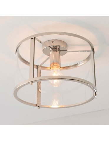 Endon Hopton Sufitowa/Plafon 1xE27 Powłoka z Jasnego Niklu i Przezroczyste Szkło 96150 - product 2