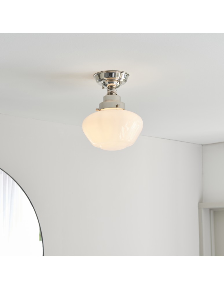 Endon Camberley Sufitowa 1xE27 Powłoka z Jasnego Niklu i Opalowe Szkło 96171