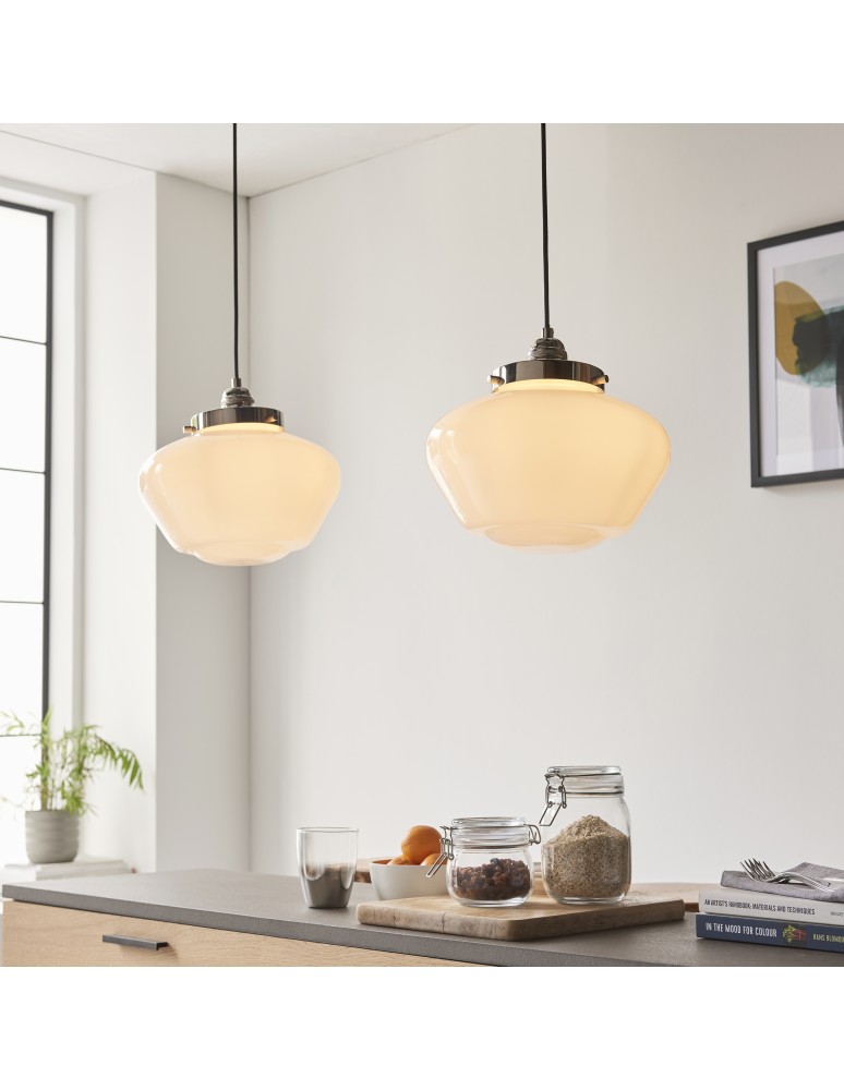 Endon Camberley Wisząca 1xE27 Powłoka z Jasnego Niklu i Opalowe Szkło 96174