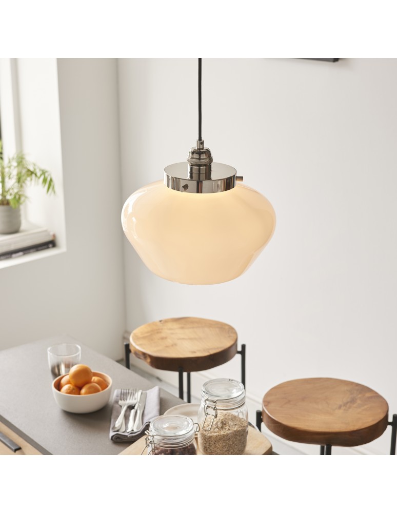 Endon Camberley Wisząca 1xE27 Powłoka z Jasnego Niklu i Opalowe Szkło 96174