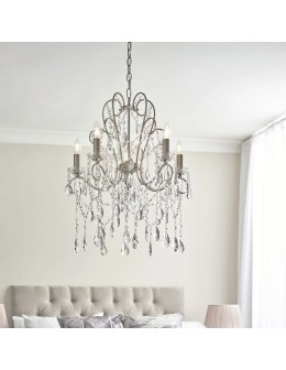 Endon Berkley Wisząca 5xE14 Postarzana Srebrna Farba i Przezroczyste Szkło 96209 - product 2