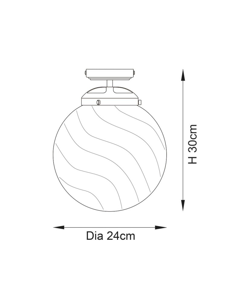 Endon Milston Sufitowa/Plafon Łazienkowa 1xE27 Chromowana Powłoka i Przezroczyste Spiralne Szkło 96488