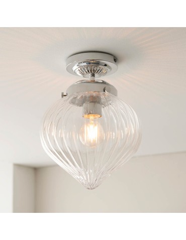 Endon Cheston Sufitowa/Plafon Łazienkowa 1xE27 Chromowana Powłoka i Przezroczyste Żebrowane Szkło 96489 - product 2