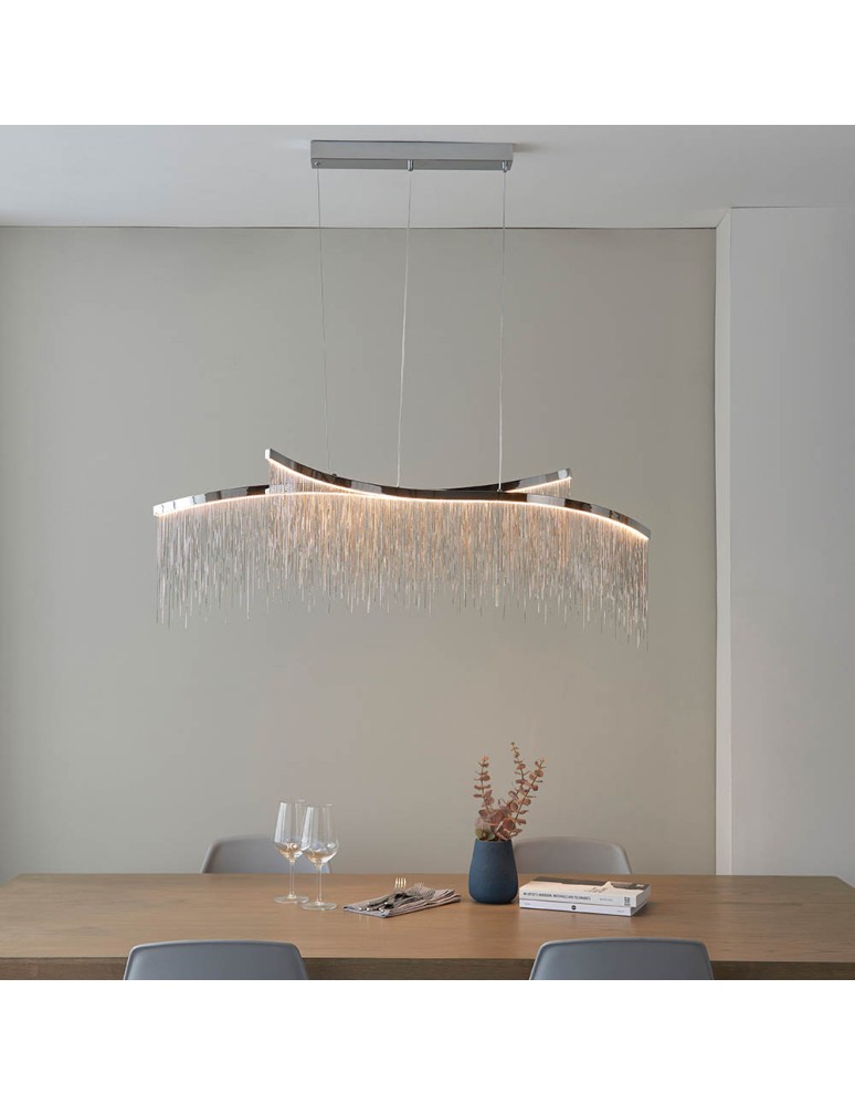 Endon Orphelia Criss Cross Wisząca 1xLED Powłoka Chromowana i Srebrny Łańcuszek z Efektem 97219