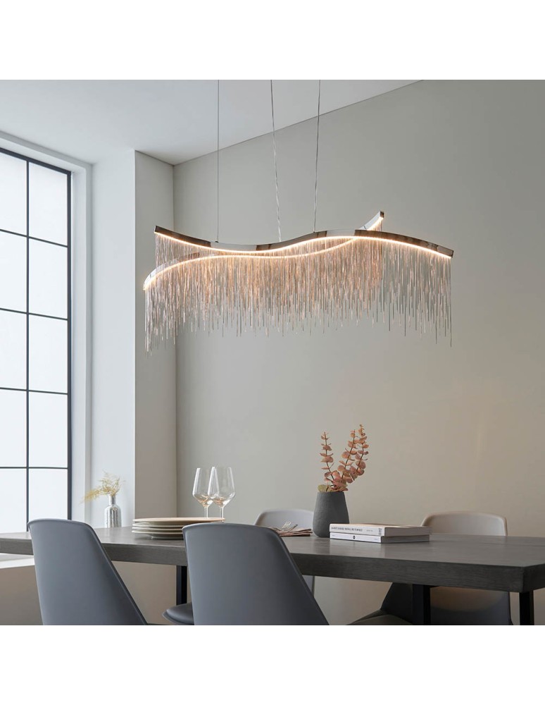 Endon Orphelia Criss Cross Wisząca 1xLED Powłoka Chromowana i Srebrny Łańcuszek z Efektem 97219