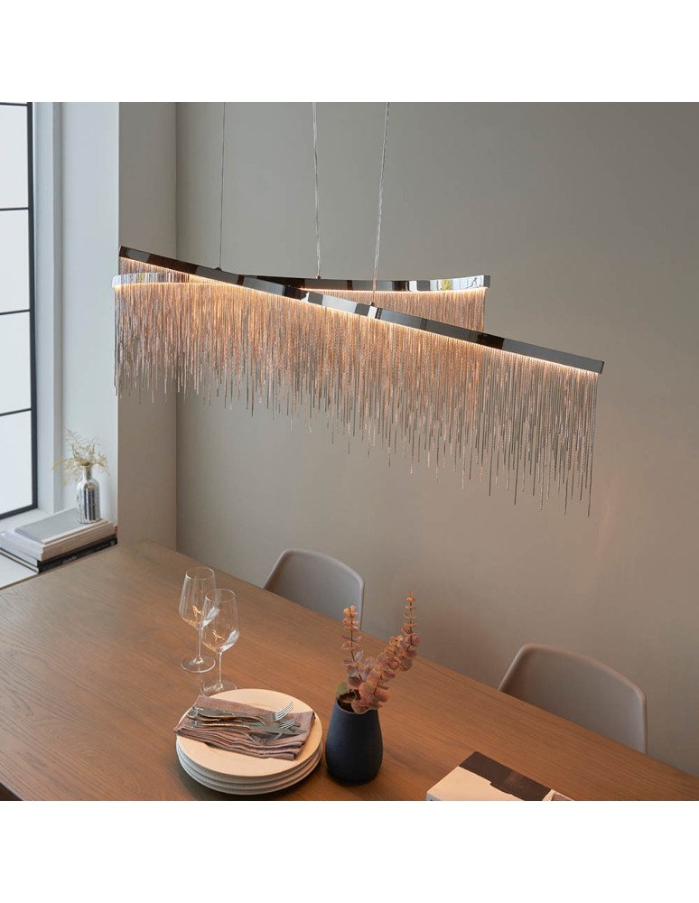 Endon Orphelia Criss Cross Wisząca 1xLED Powłoka Chromowana i Srebrny Łańcuszek z Efektem 97219