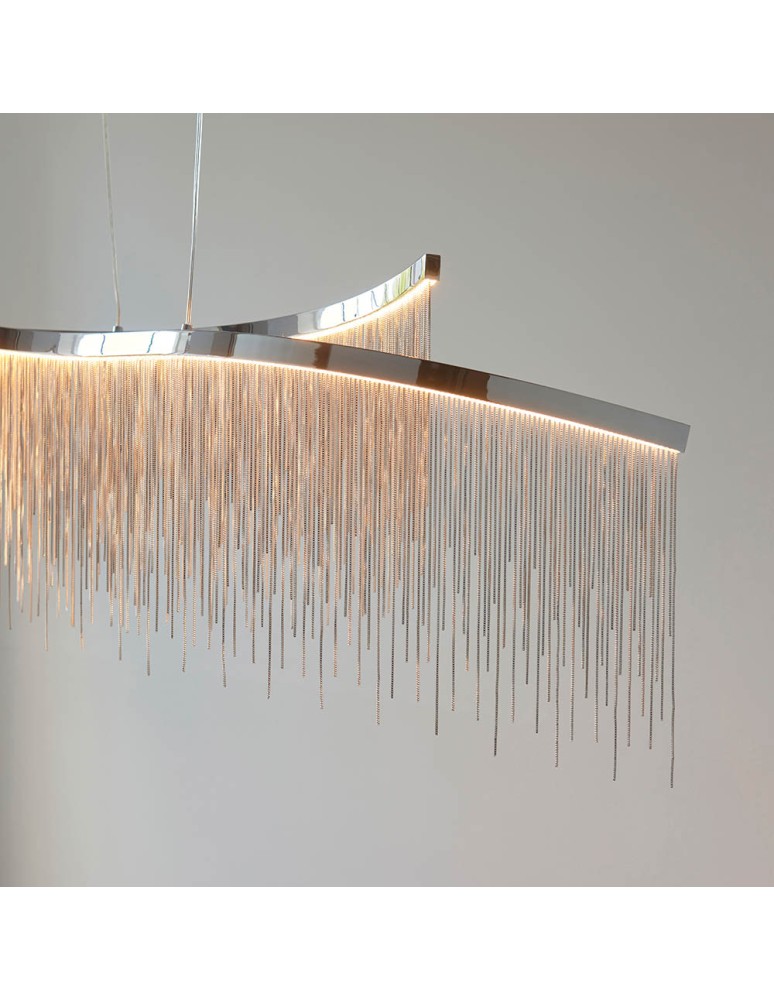 Endon Orphelia Criss Cross Wisząca 1xLED Powłoka Chromowana i Srebrny Łańcuszek z Efektem 97219