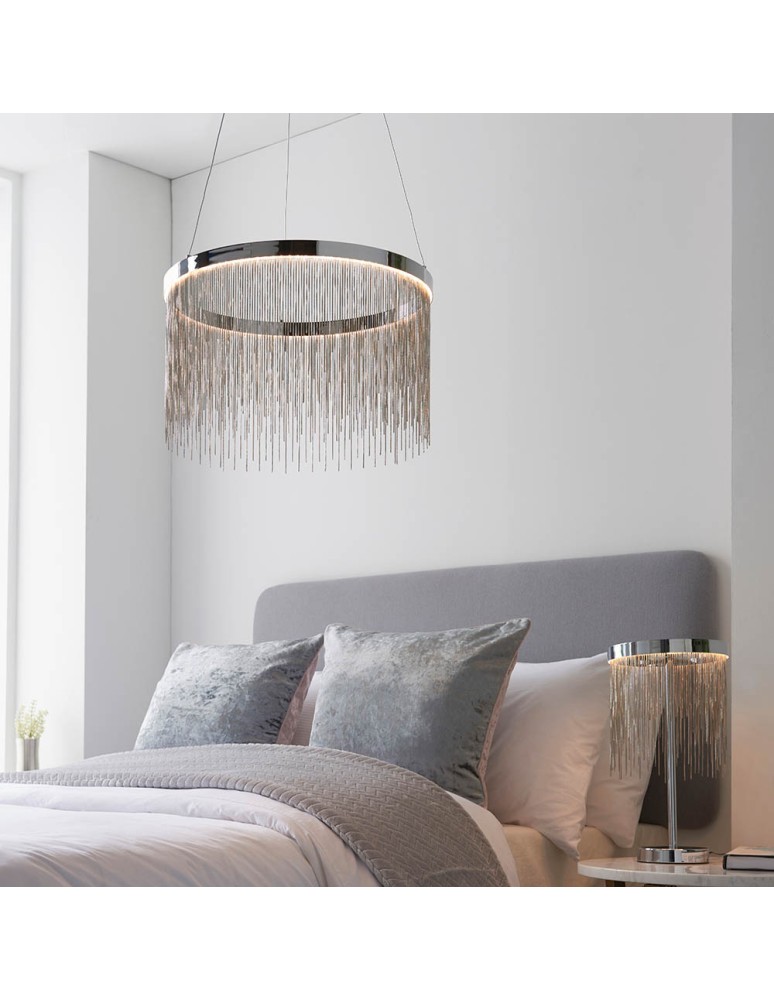 Endon Zelma CCT Wisząca 1xLED Powłoka Chromowana i Srebrny Łańcuszek z Efektem 97368