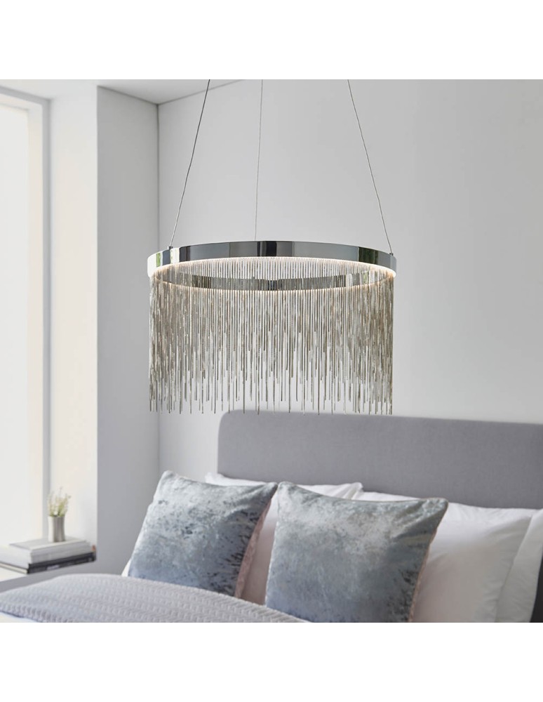 Endon Zelma CCT Wisząca 1xLED Powłoka Chromowana i Srebrny Łańcuszek z Efektem 97368