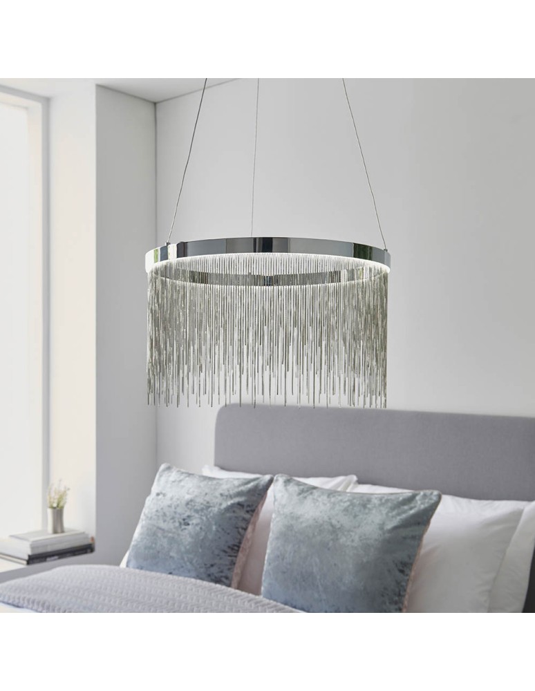 Endon Zelma CCT Wisząca 1xLED Powłoka Chromowana i Srebrny Łańcuszek z Efektem 97368