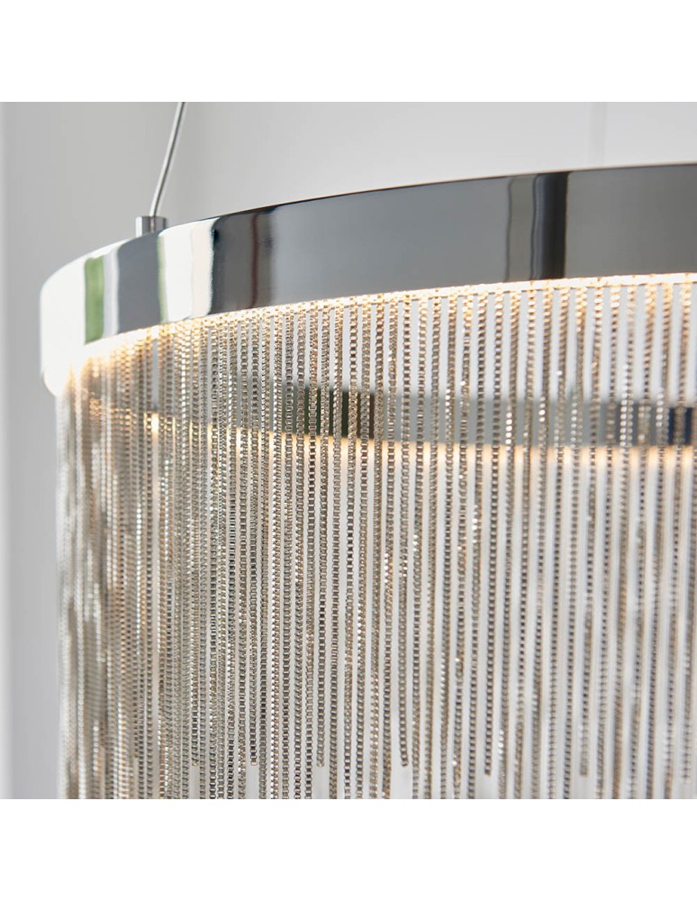 Endon Zelma CCT Wisząca 1xLED Powłoka Chromowana i Srebrny Łańcuszek z Efektem 97368