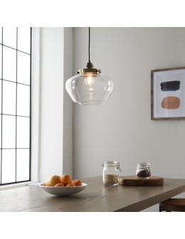 Endon Camberley Wisząca 1xE27 Powłoka z Antycznego Mosiądzu i Przezroczyste Szkło 97691 - product 2