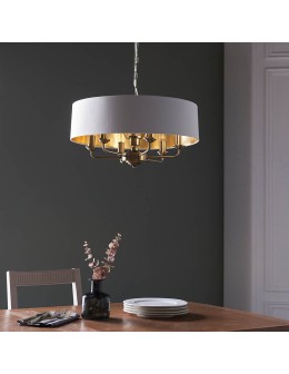 Endon Highclere Wisząca 6xE14 Powłoka z Antycznego Mosiądzu i Biała Tkanina w Stylu Vintage 98933 - produkt 2