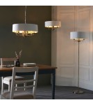 Endon Highclere Wisząca 6xE14 Powłoka z Antycznego Mosiądzu i Biała Tkanina w Stylu Vintage 98933