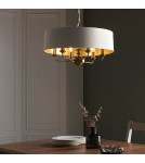 Endon Highclere Wisząca 6xE14 Powłoka z Antycznego Mosiądzu i Biała Tkanina w Stylu Vintage 98933
