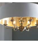 Endon Highclere Wisząca 6xE14 Powłoka z Antycznego Mosiądzu i Biała Tkanina w Stylu Vintage 98933