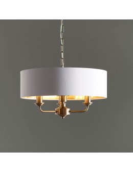 Endon Highclere Wisząca 3xE14 Powłoka z Antycznego Mosiądzu i Biała Tkanina w Stylu Vintage 98934 - product 2