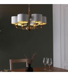 Endon Highclere Wisząca 6xE14 Powłoka z Antycznego Mosiądzu i Biała Tkanina w Stylu Vintage 98936